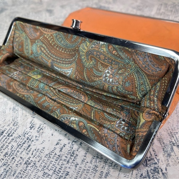 HOBO Lauren clutch wallet orange leather vintage - Picture 10 of 14